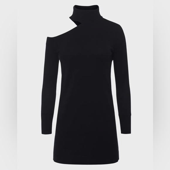 New L’Agence Amberli Black Cutout Merino Wool Blend Mini Dress Sz S - Picture 2 of 12